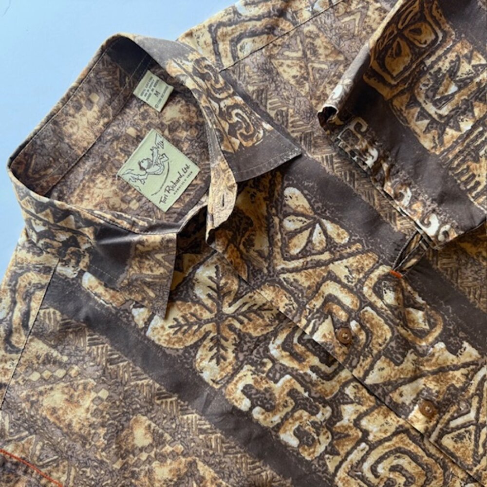 Tori Richard Ltd Hawaiian Shirt M Men's Cotton Tribal Button Up Unique Details